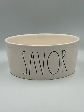 Rae Dunn by Magenta "SAVOR" Large Dog Food/Water Bowl